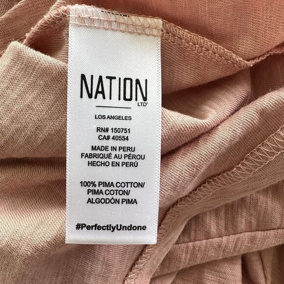 Nation LTD Shirt Small Womens Pink Puff Sleeve Smocked Pima Cotton Top - Picture 5 of 8